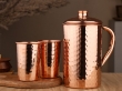Set of 2 Copper Tumblers Hammered Pitcher Ayurveda Health