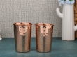 Set of 2 Hammered Copper Tumblers 350ml Uncoated Unlined