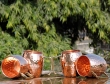 Set of Four Hand Hammered Copper Moscow Mule Mugs with Brass Handle