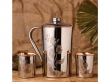 Stainless Steel and Pure Copper Water Pitcher with 2 Matching Tumblers for Ayurveda Health Benefits Floral Pattern