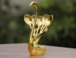 Gold Colored Swan Spoon Stand 6 Spoons and a Stand