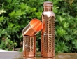 Pure Copper Hammered Bottle with Two Matching Tumblers