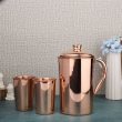 Pure Copper Pitcher 2 Tumblers Set Glossy Finish for Ayurveda
