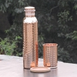 Set of Hammered Copper Water Bottle and Matching Copper Tumbler