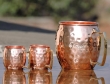 Hammered Copper Moscow Mule Mug with Two Matching Mini Mugs