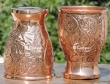 Set of Two Pure Copper Floral Pattern Embossed Tumbler