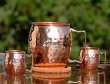 Hammered Copper Moscow Mule Mug with Two Matching Mini Mugs