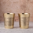 Brass Glass Tumbler with Artistic Design Perfect for Yoga and Ayurveda