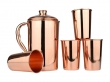 Copper Plain Pitcher with 4 Tumblers Ayurvedic Health Drinkware