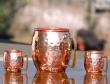 Hammered Copper Moscow Mule Mug with Two Matching Mini Mugs