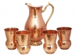 Mughlai Style Copper Jug with Four Matching Tumblers