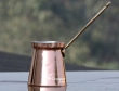 Plain Copper Turkish Coffee Maker with Brass Handle