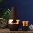 Pure Copper Bedside Water Carafe with Tumbler for Ayurveda Health Benefits 1.4 Lt Capacity Dark Cherry