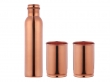 Pure Copper Plain Bottle with Two Matching Tumblers