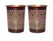 Pure Copper Tumbler Set of Two- Etching Pattern