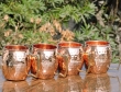 Set of Four Hand Hammered Copper Moscow Mule Mugs with Brass Handle