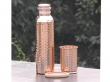Set of Hammered Copper Water Bottle and Matching Copper Tumbler