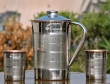 Steel Outer and Copper Inner Ayurvedic Water Jug with Two Copper Tumblers