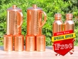 Two Hammered Copper Jug with Eight Tumblers-Get 2 Copper Water Bottle 600 ml Set FREE