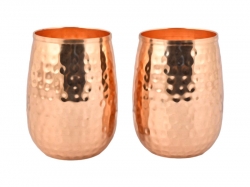 Copper Barrel Tumblers Hammered Set of 2 for Ayurvedic Use 250 ml