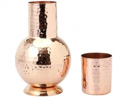 Copper full Hammered Flask With Tumbler