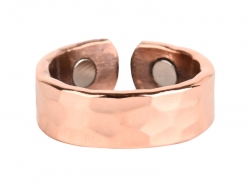 Copper Hammered Open Cuff Magnetic Ring