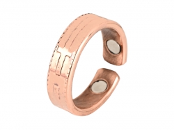 Copper Magnetic Ring with Cross & Magnets - Adjustable Open Band
