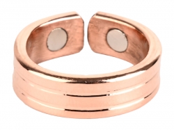 Copper Ridged Lines Magnetic Ring Open Cuff