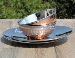 Copper and Stainless Steel Finger Bowl Set