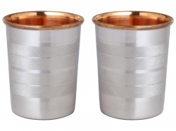 Copper and Stainless Steel Tumbler Set of Two