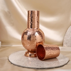 Copper full Hammered Flask With Tumbler