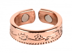 Engraved Floral Copper Ring with Magnets