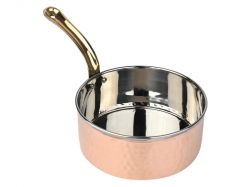 Hammered Copper Sauce Pan with Stainless Steel With Helper Handle