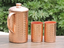 Hammered Jug And Two Hammered Tumbler Set