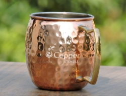 Hand Hammered Copper Moscow Mule Mug with Brass Handle