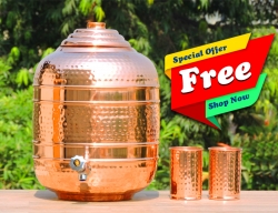 Handmade Pure Copper Water Dispenser with Stainless Steel Tap