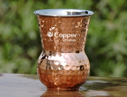 Mughlai Style Hammered Copper and Steel Tumbler