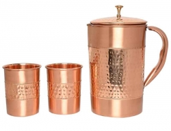 New Pattern Hammered Jug And Hammered Tumbler Set