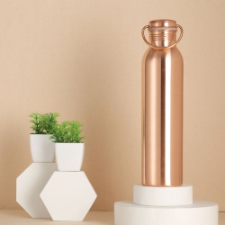 Plain Copper Matte Finish Water Bottle With Carrying Handle
