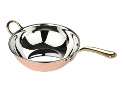 Premium Copper Stainless Steel Frying Pan with Golden Handles