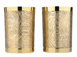 Pure Brass Straight Glass Decorative Tumbler for Serving Water