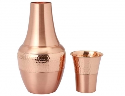 Pure Copper Bedside Carafes Flask with Tumbler