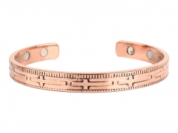 Pure Copper Cross Engraved Magnetic Cuff