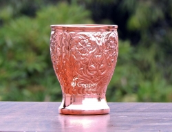 Pure Copper Floral Pattern Embossed Tumbler