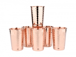 Pure Copper Hammered Drinking Tumbler Set of 6