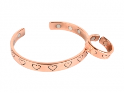 Pure Copper Heart Magnetic Bracelet Ring Set
