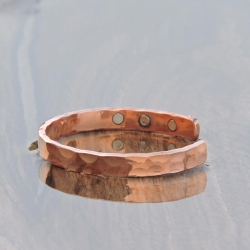 Pure Copper Magnetic Hammered Bracelet with Six Magnets