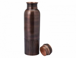 Pure Copper Water Bottle Brown Antique Look