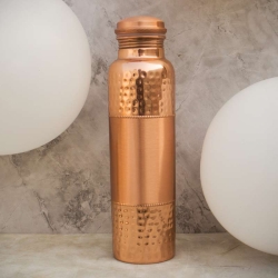 Pure Copper Water Bottle 1000 Ml Hammered and Plain Pattern