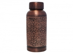 Pure Copper Water Bottle Beautiful Floral Pattern For Ayurveda He